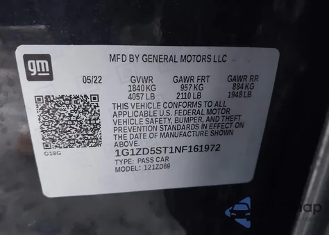 2022 Chevrolet Malibu Fwd Lt из США, поврежденный, VIN 1G1ZD5ST1NF161972